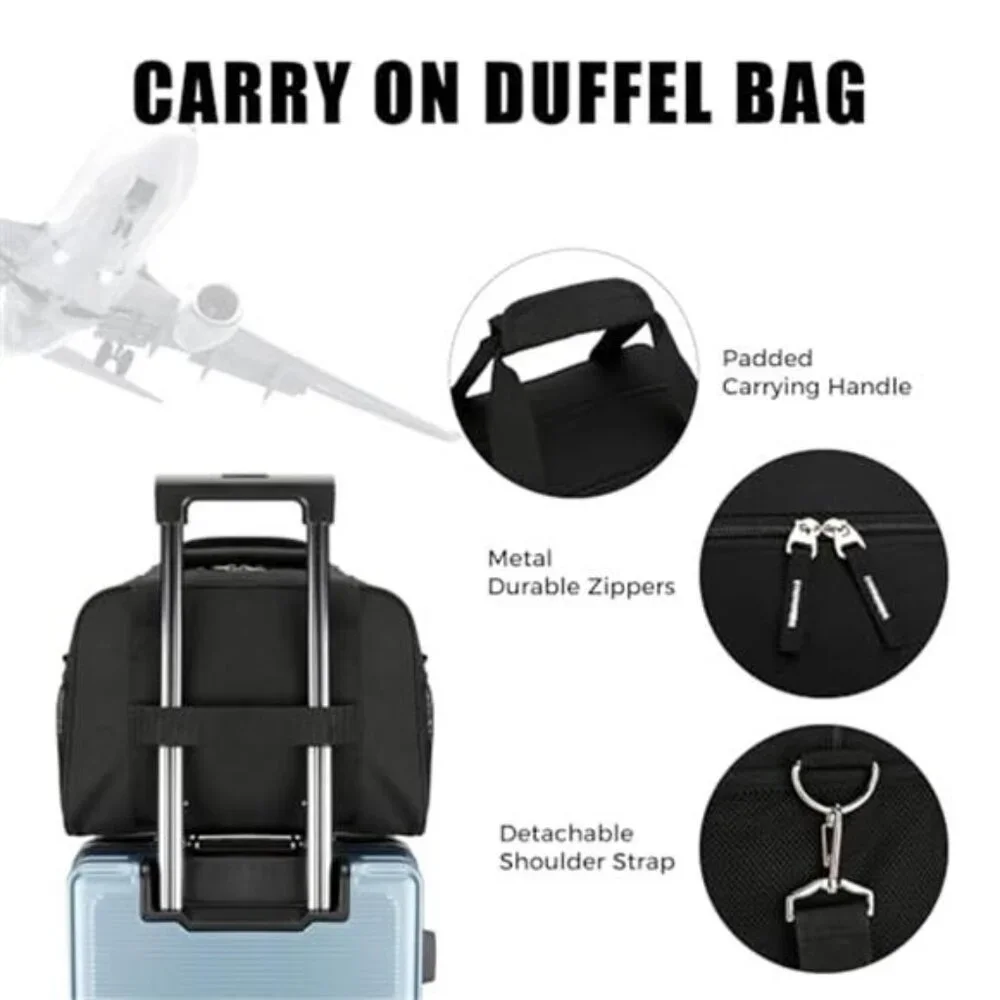 Small Gym Bag Mini Duffle Bag 14 Inch Travel Sports Carry On Lightweight Black